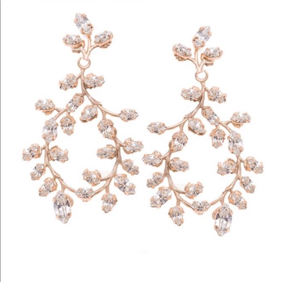 Elizabeth Bower Vine Crystal Chandelier Earrings